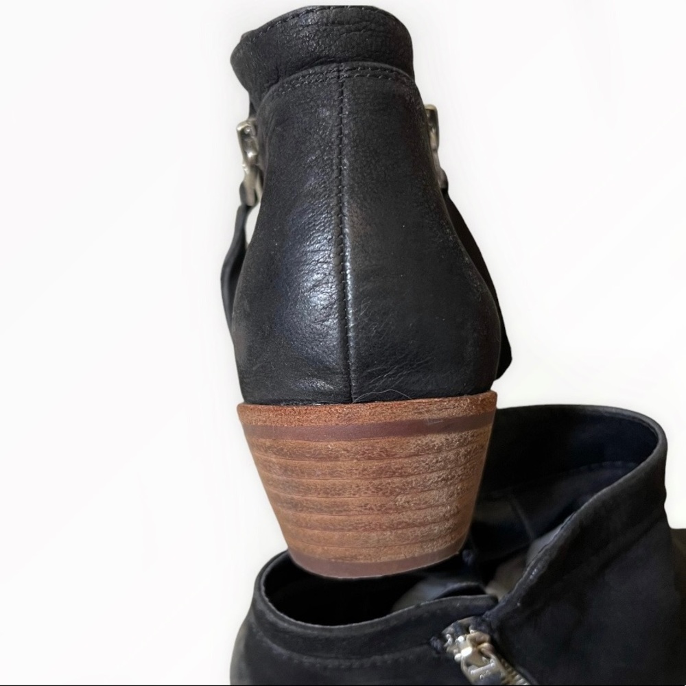 SAM EDELMAN PACKER Black Nubuck Burnished Leather Ankle Boots Booties Bl… - Picture 13 of 16